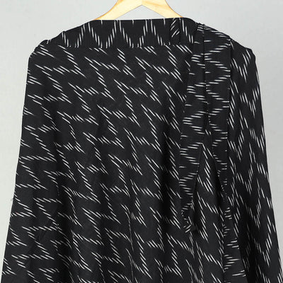 Black - Wrap Around Cotton Pochampally Ikat Skirt 14