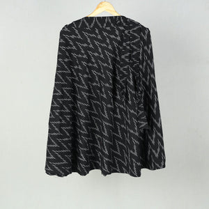 Black - Wrap Around Cotton Pochampally Ikat Skirt 14