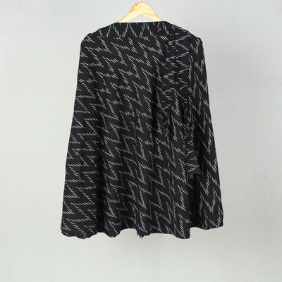 Black - Wrap Around Cotton Pochampally Ikat Skirt 14