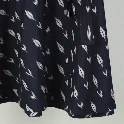 Black - Wrap Around Cotton Pochampally Ikat Skirt 18