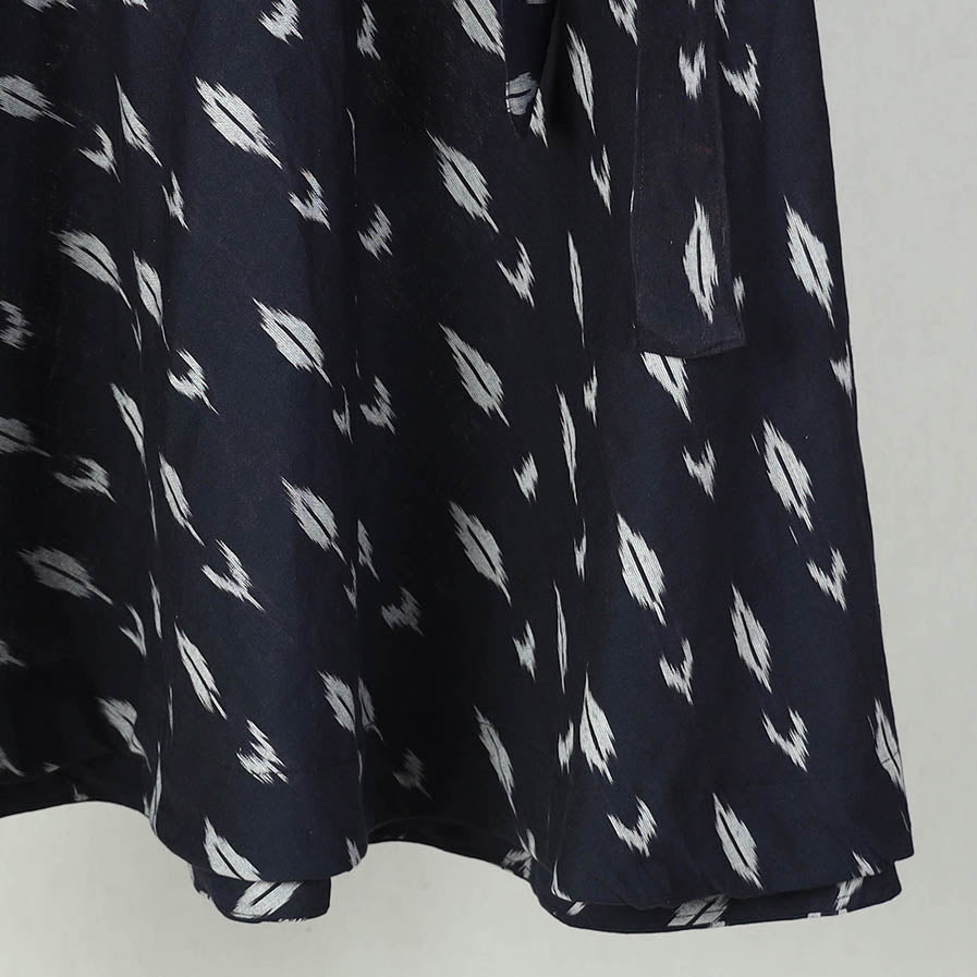 Black - Wrap Around Cotton Pochampally Ikat Skirt 18
