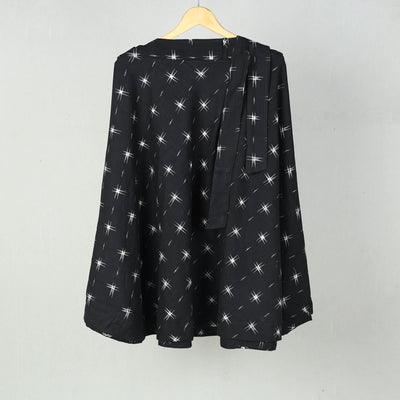 Black - Wrap Around Cotton Pochampally Ikat Skirt 19