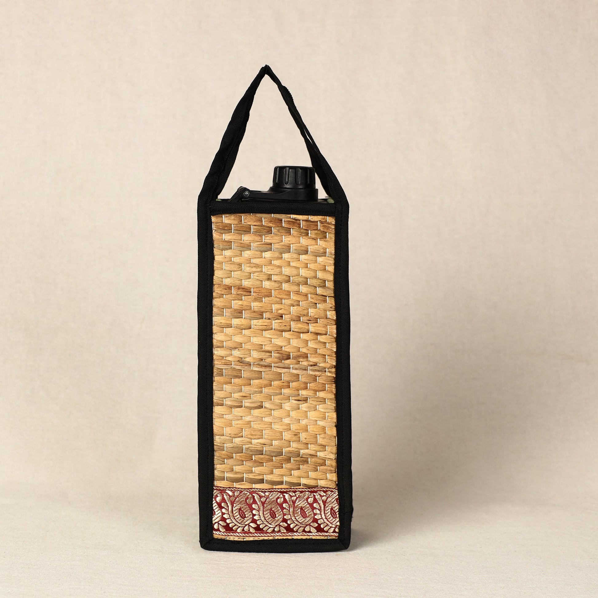 Beige - Handmade Organic Water Hyacinth Bottle Bag from Assam