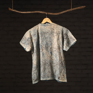 Beige - Bindaas Natural Dyed Art Block Print Round Neck T-shirt in Pure Cotton