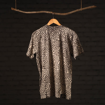 Beige - Brown - Bindaas Block Art Printed Cotton Round Neck T-shirt