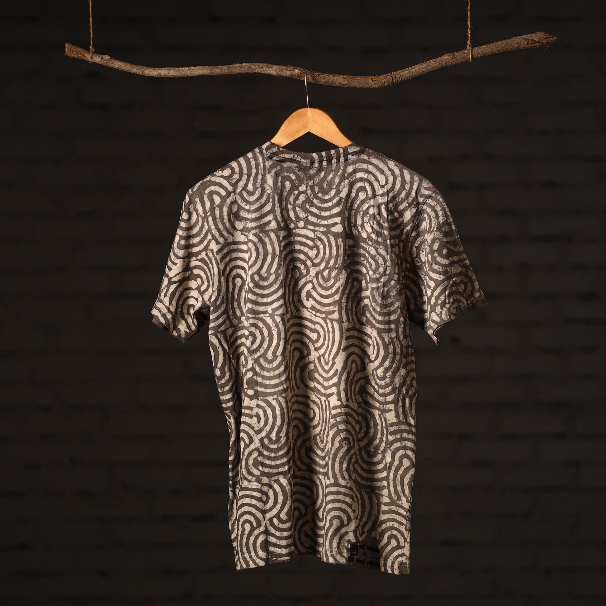 Beige - Brown - Bindaas Block Art Printed Cotton Round Neck T-shirt