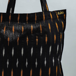 Black - Handcrafted Pochampally Ikat Weave Cotton Jhola Bag