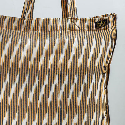 Brown - Handcrafted Pochampally Ikat Weave Cotton Jhola Bag