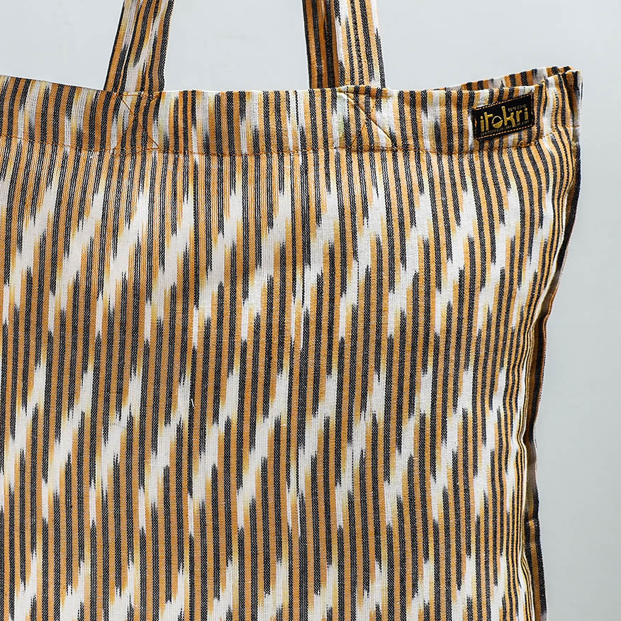 Brown - Handcrafted Pochampally Ikat Weave Cotton Jhola Bag