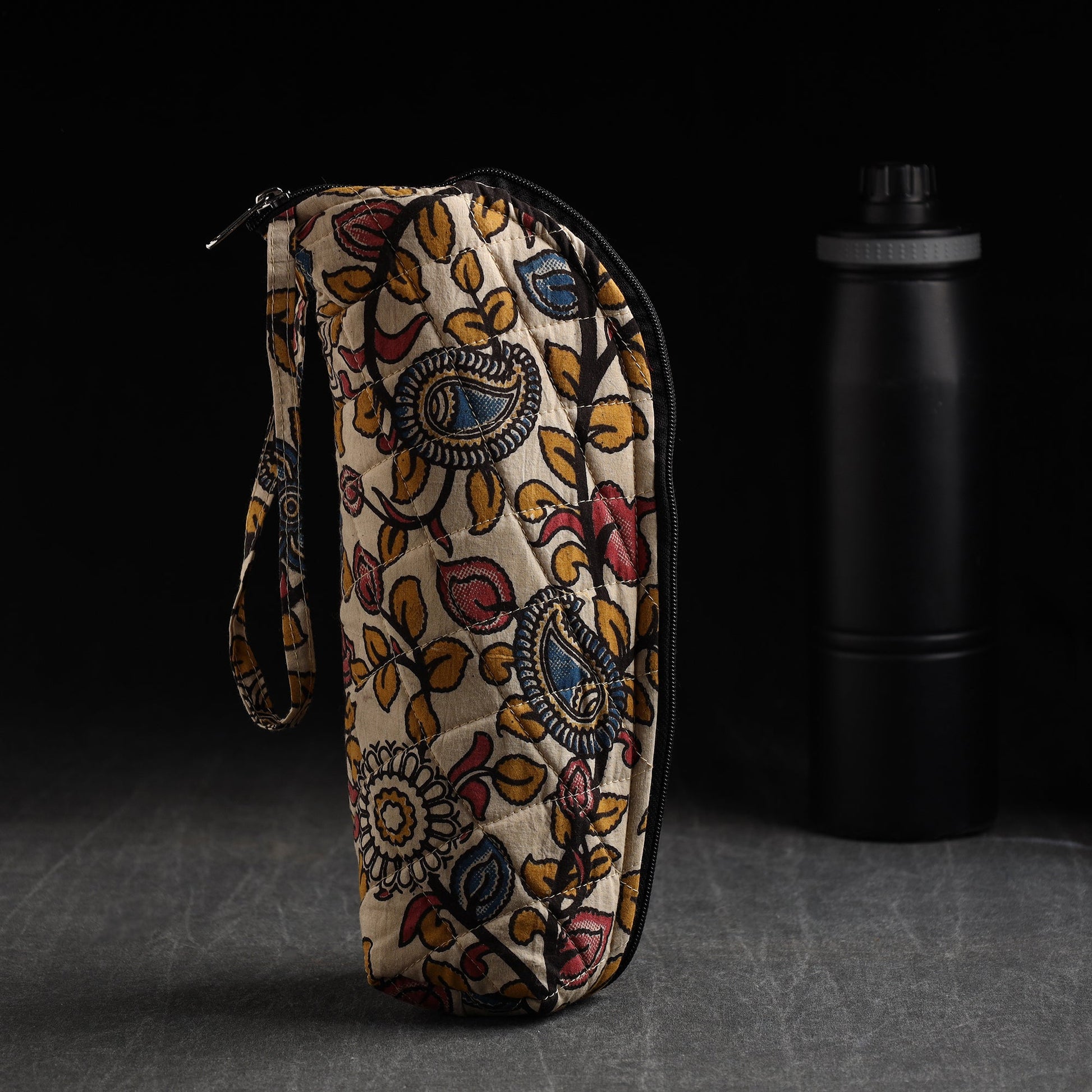 Beige - Handmade Cotton 1L Water Bottle Cover 08