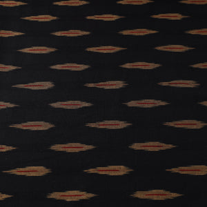 Black with Beige leaf butta Cotton Pochampally Ikat Fabric