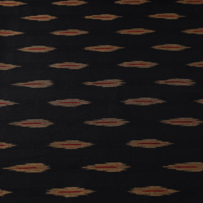 Black with Beige leaf butta Cotton Pochampally Ikat Fabric