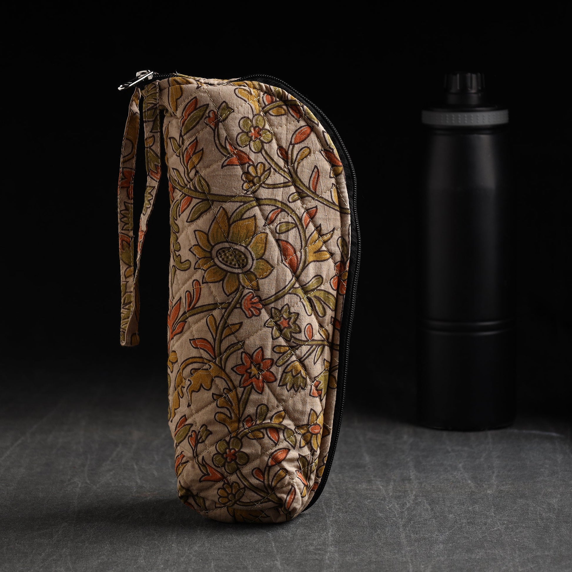 Beige - Handmade Cotton 1L Water Bottle Cover 07