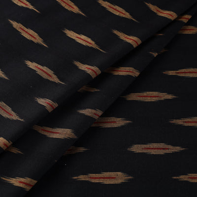 Black with Beige leaf butta Cotton Pochampally Ikat Fabric