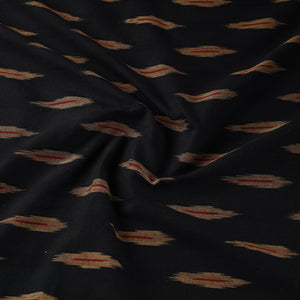 Black with Beige leaf butta Cotton Pochampally Ikat Fabric