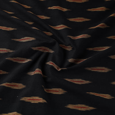Black with Beige leaf butta Cotton Pochampally Ikat Fabric