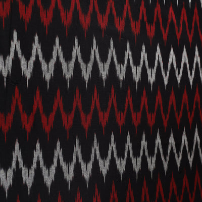 Black - Cotton Pochampally Ikat Weave Fabric 05