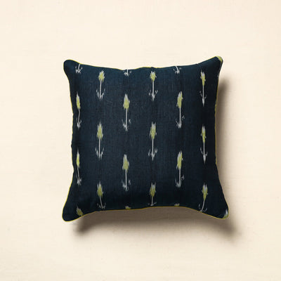 Black - Pochampally Ikat Cotton Cushion Cover (16 x 16 in)
