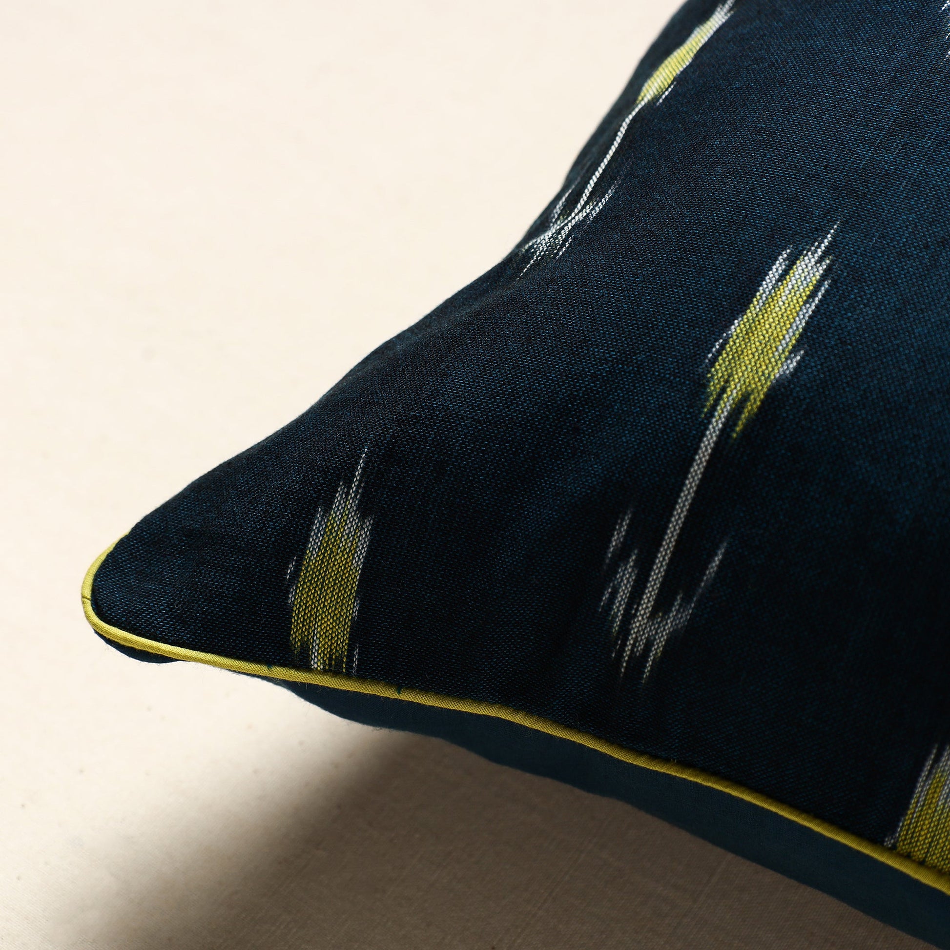 Black - Pochampally Ikat Cotton Cushion Cover (16 x 16 in)