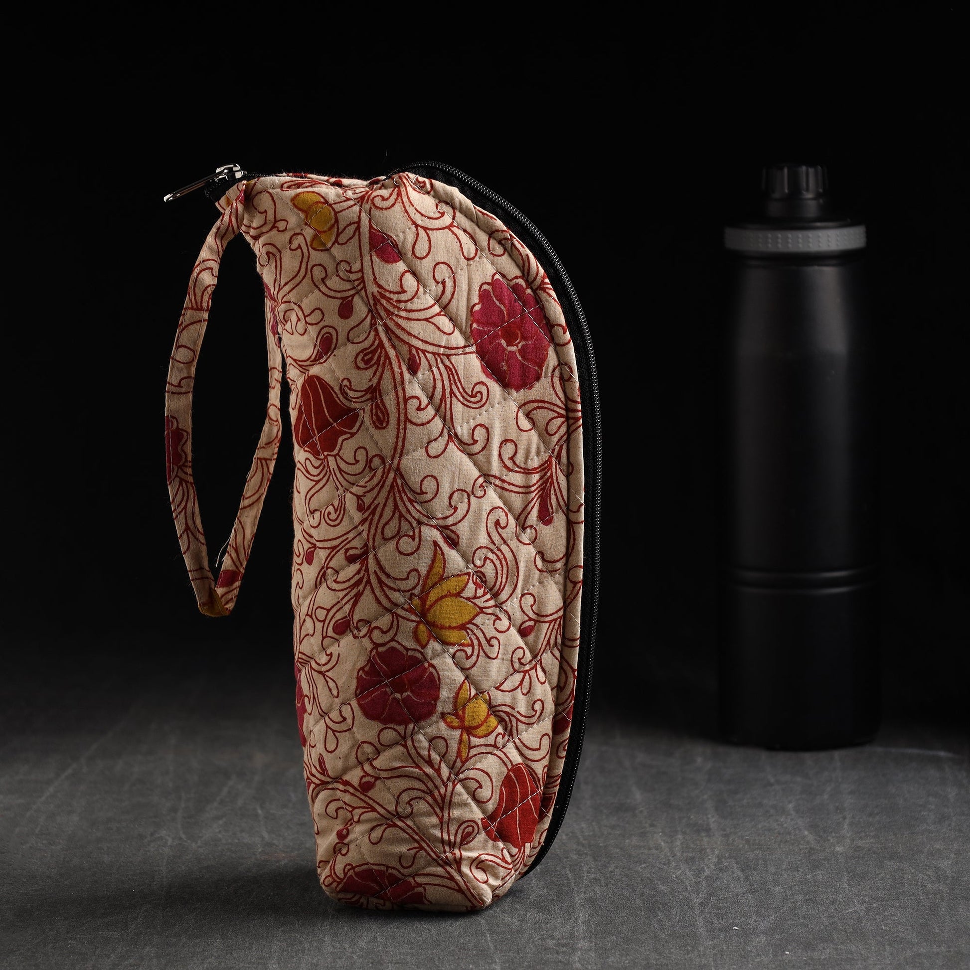 Beige - Handmade Cotton 1L Water Bottle Cover 05