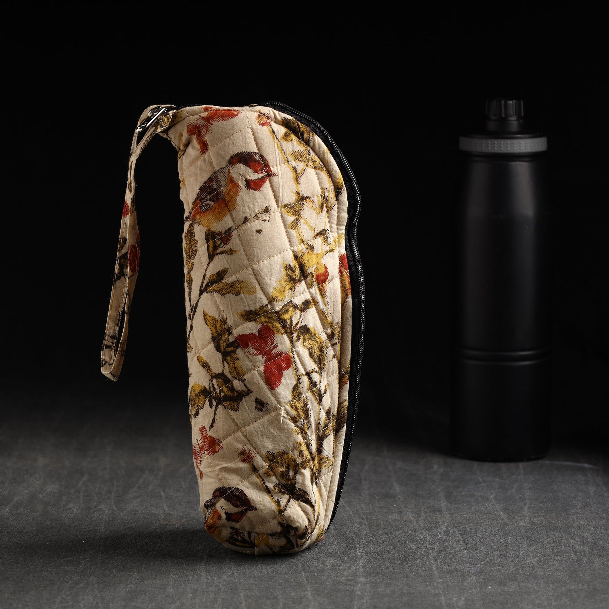 Beige - Handmade Cotton 1L Water Bottle Cover 04
