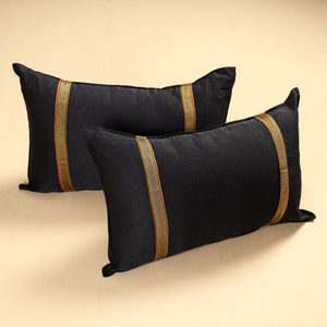 Black - Khun Weave Cotton Pillow Covers (Set of 2)