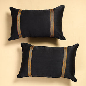 Black - Khun Weave Cotton Pillow Covers (Set of 2)