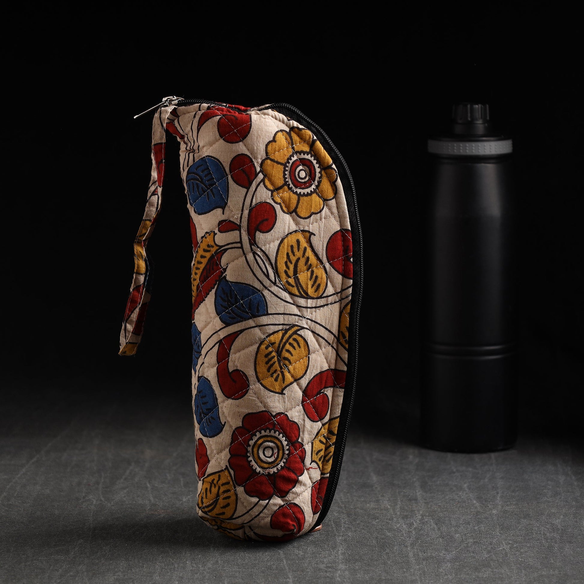 Beige - Handmade Cotton 1L Water Bottle Cover 03