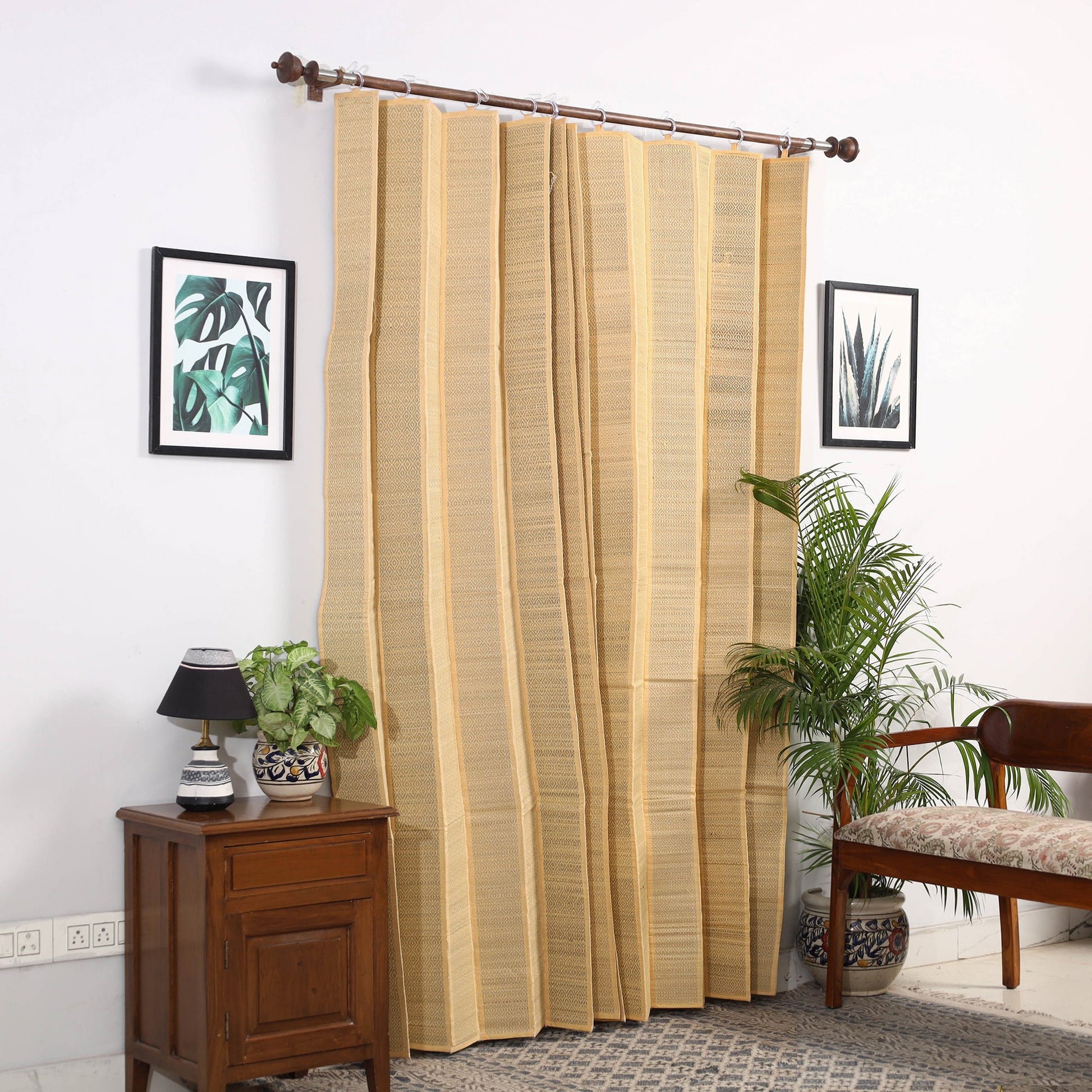 Yellow - Madur Grass Handwoven Door Curtain of Midnapore (7 x 4 in)