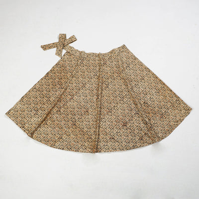 Beige - Block Printed Cotton Wrap Around Kalamkari Skirt 11