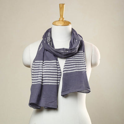 Blue - Hand Batik Printed Cotton Stole 02