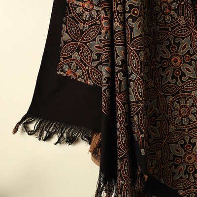 Black - Handloom Block Print Cotton Ajrakh Towel 05