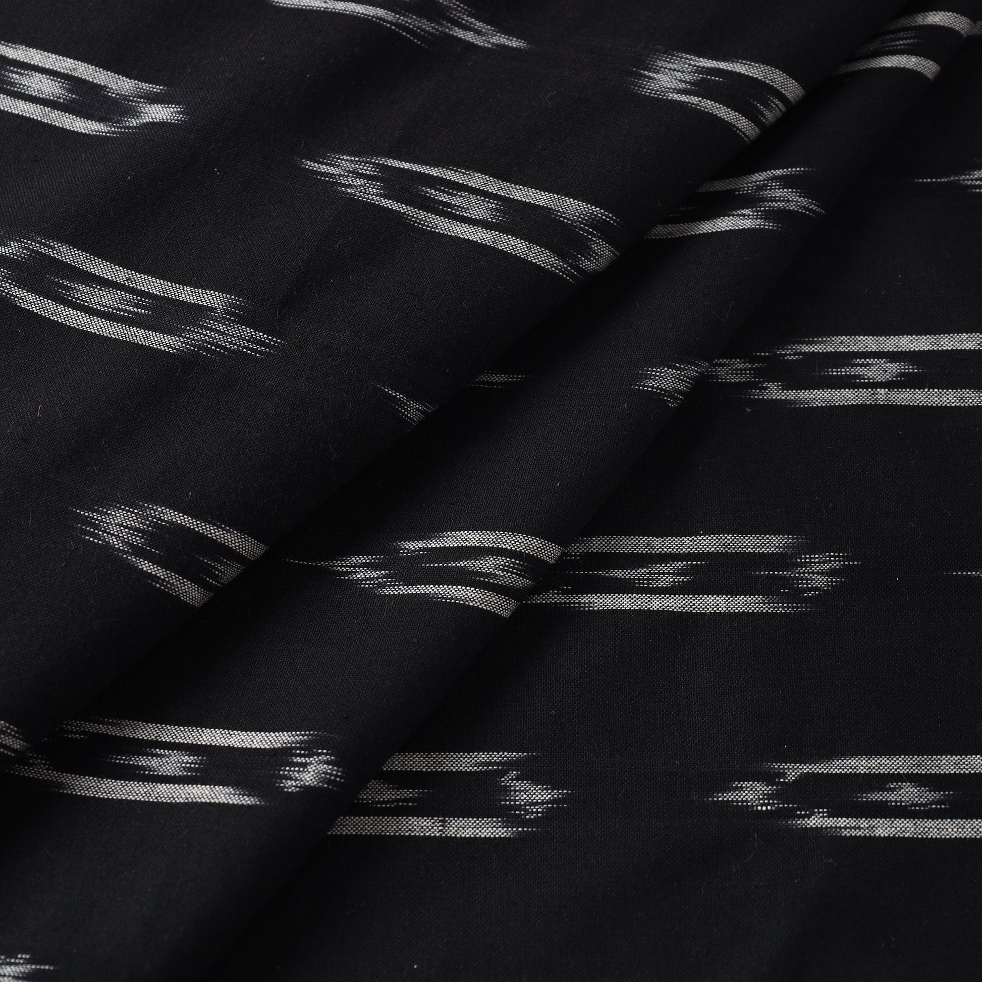 Black - Cotton Pochampally Ikat Weave Fabric 07