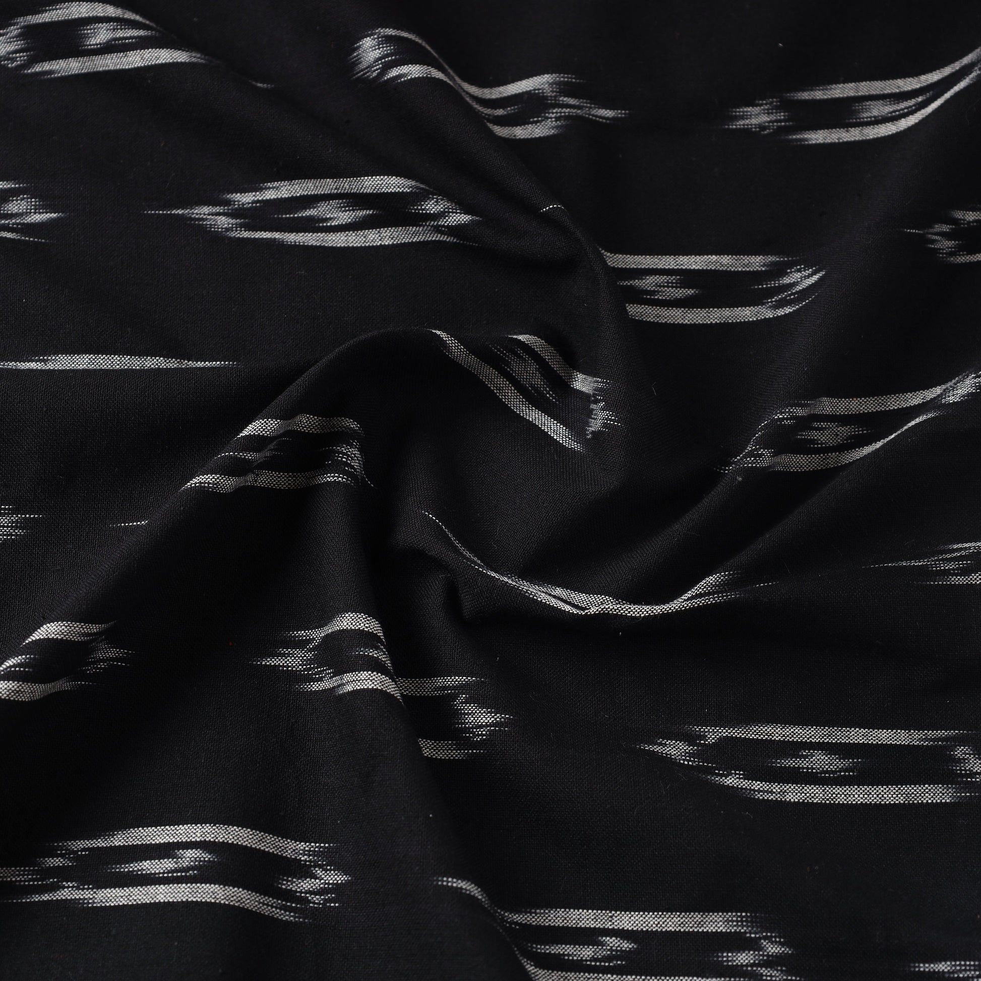 Black - Cotton Pochampally Ikat Weave Fabric 07