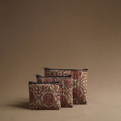 Beige - Handmade Cotton Multipurpose Utility Pouches (set of 3) 10
