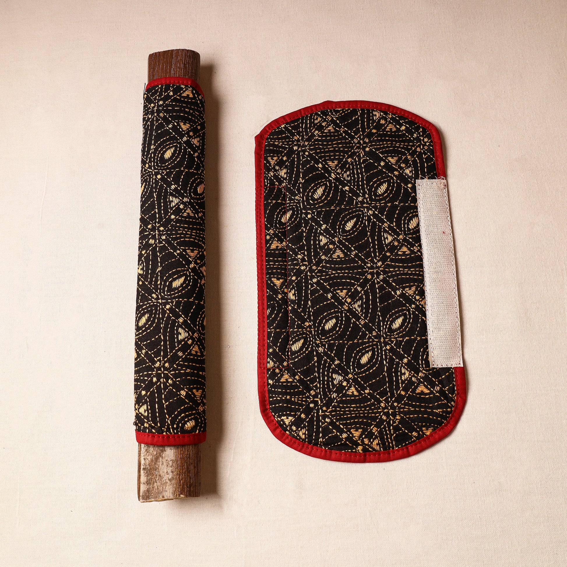 Bengal Kantha Work Handmade Fridge Handle Cover (Set of 2) 08