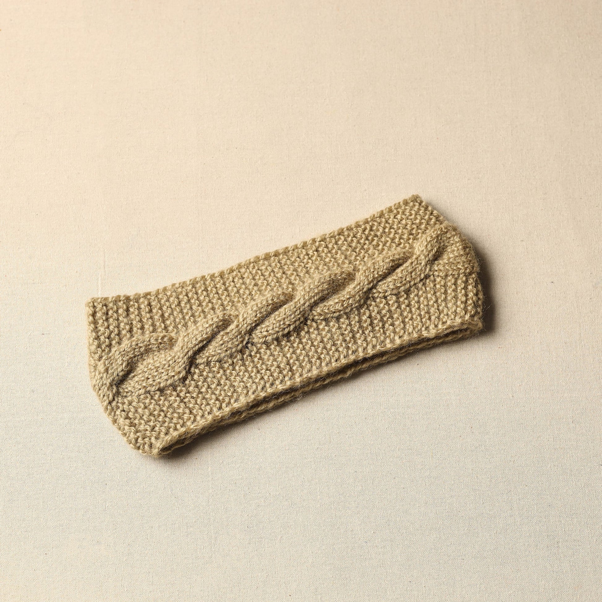 Brown - Kumaun Hand Knitted Woolen Warm Headband 09