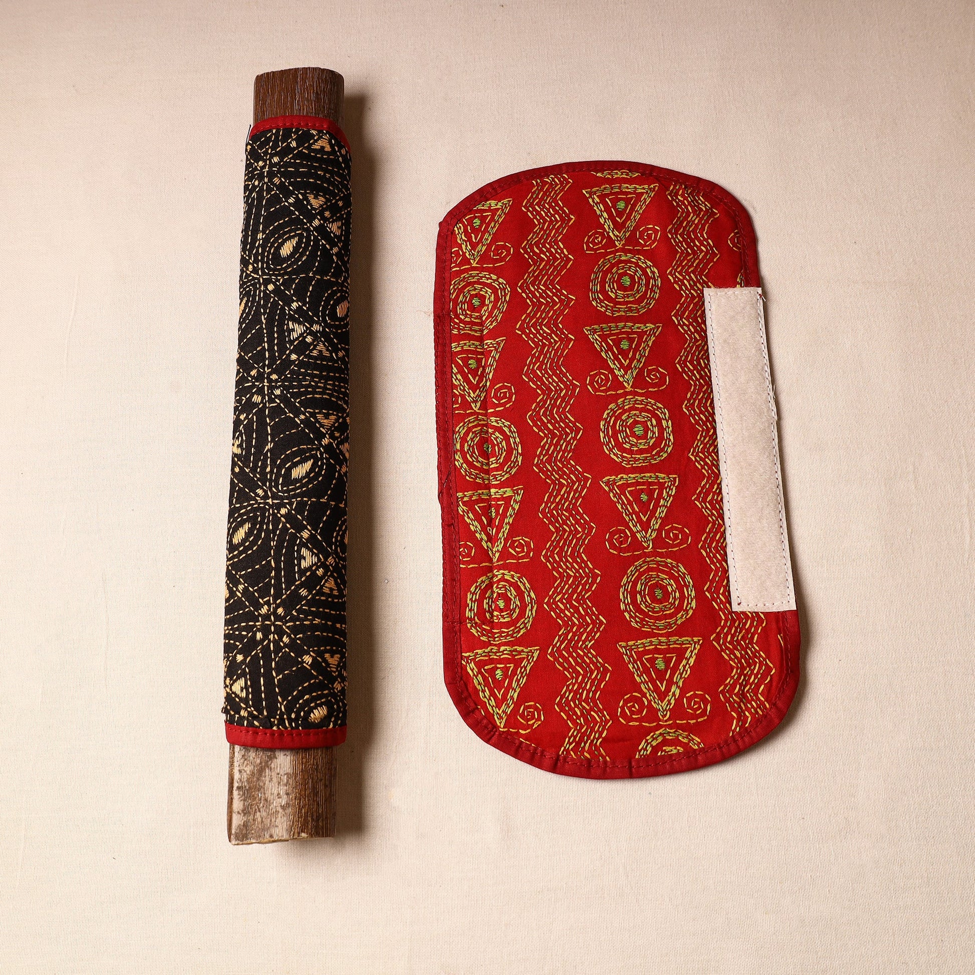 Bengal Kantha Work Handmade Fridge Handle Cover (Set of 2) 08