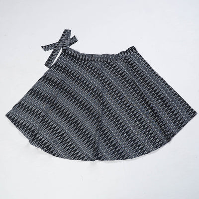 Black - Wrap Around Cotton Pochampally Ikat Skirt 01