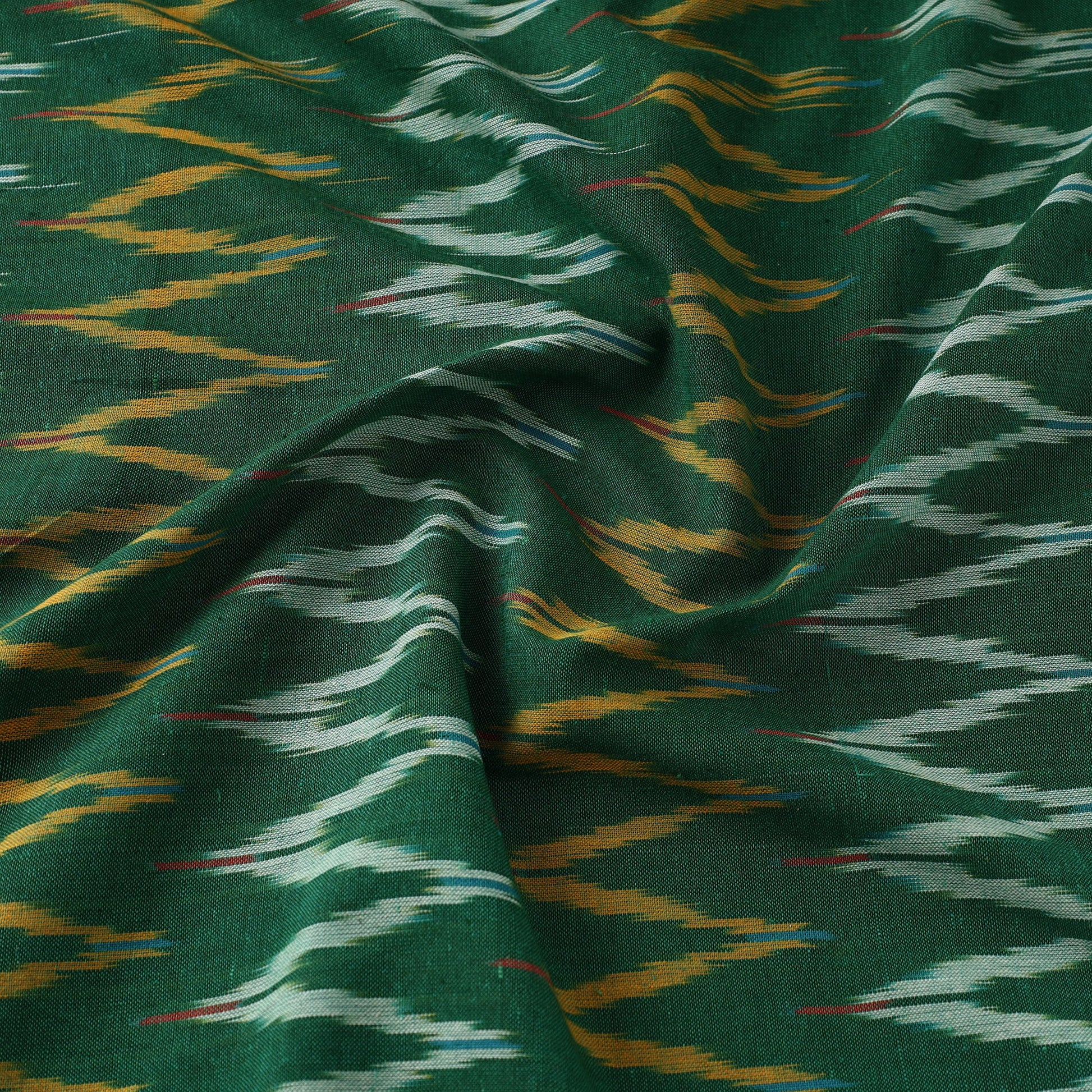 Green -  Pochampally Ikat Weave Cotton Fabric 15
