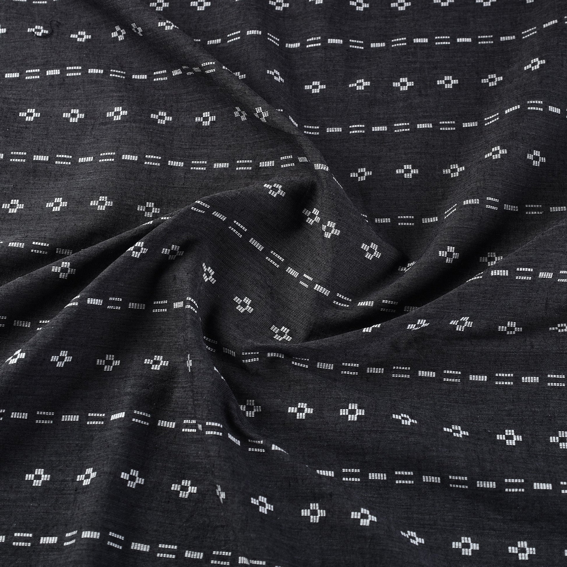 Black - Prewashed Cotton Jacquard Fabric 01