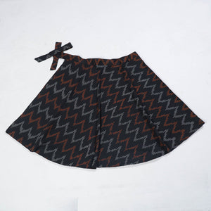 Black - Wrap Around Cotton Pochampally Ikat Skirt 12
