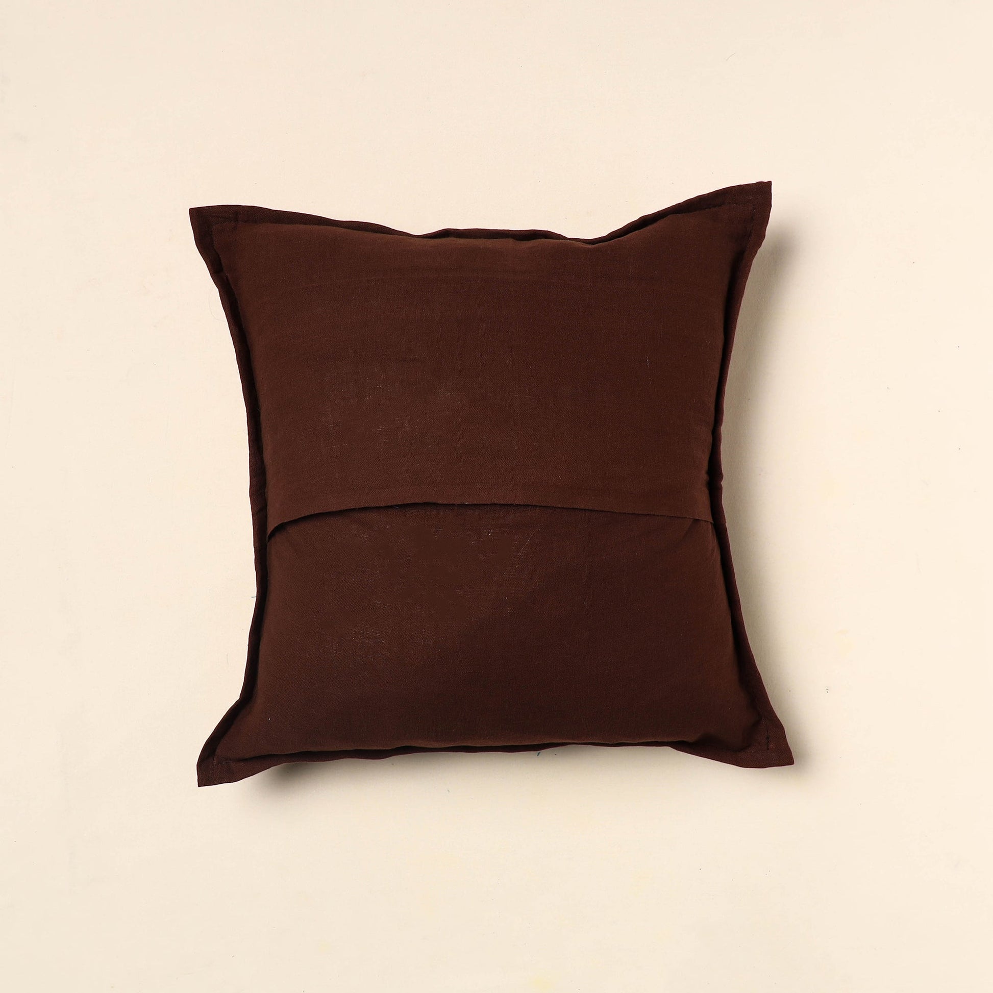 Brown - Elegant Khambadiya Patchwork Cushion Cover (16 x 16 in) 02