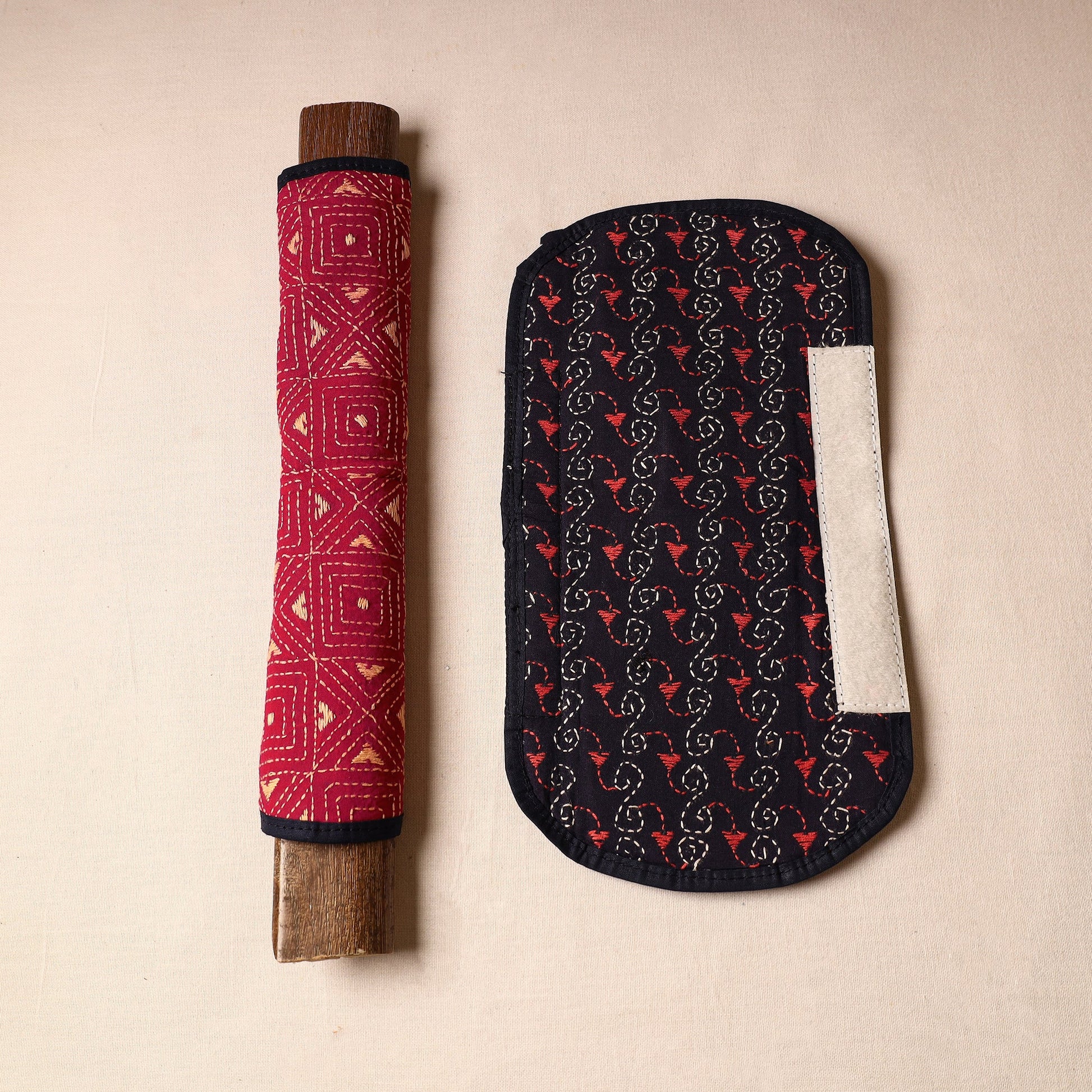 Bengal Kantha Work Handmade Fridge Handle Cover (Set of 2) 16
