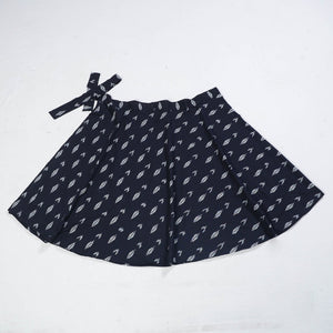 Black - Wrap Around Cotton Pochampally Ikat Skirt 18