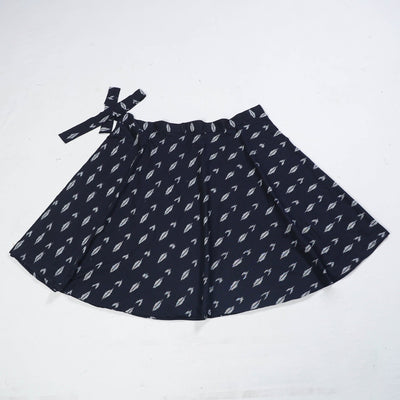 Black - Wrap Around Cotton Pochampally Ikat Skirt 18