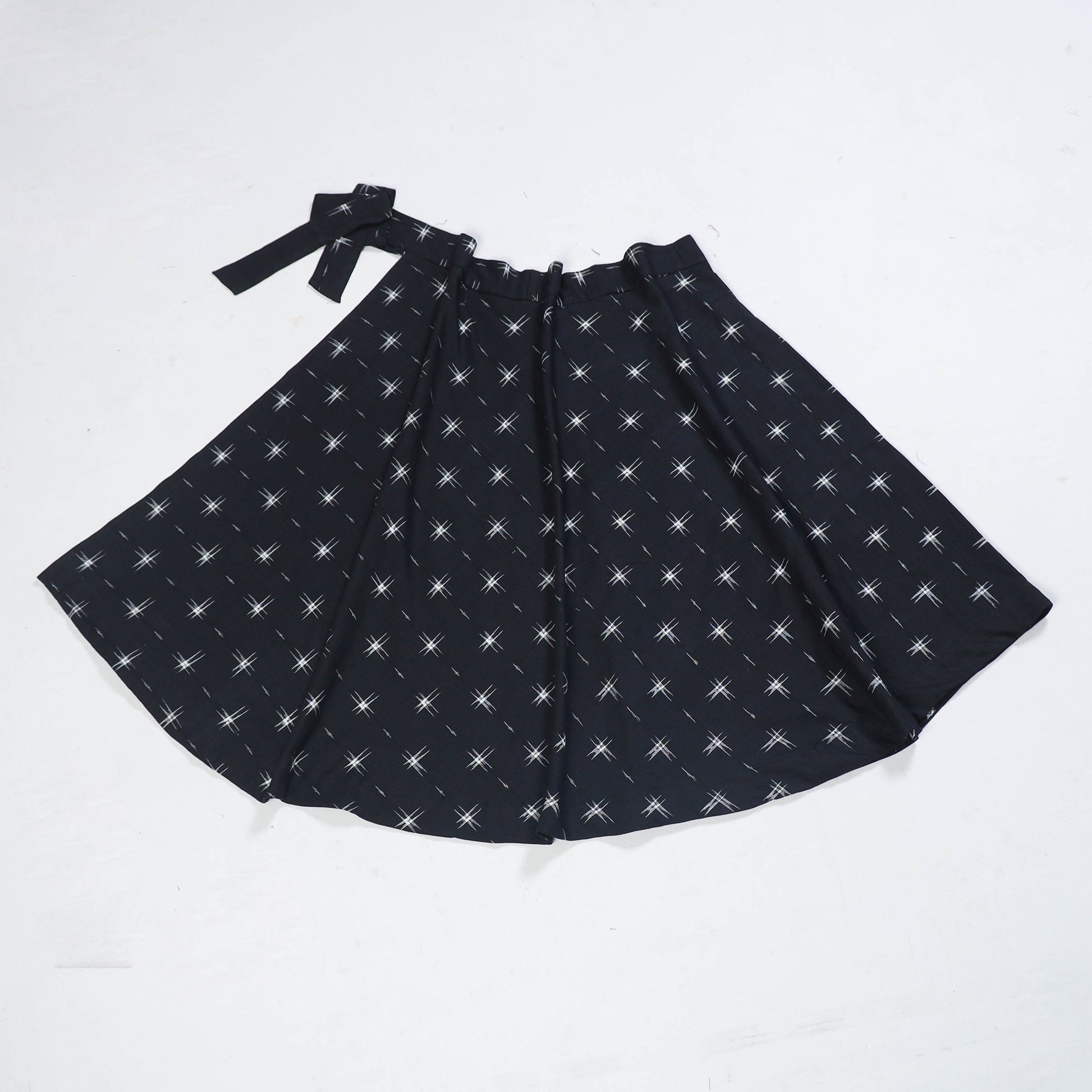 Black - Wrap Around Cotton Pochampally Ikat Skirt 19