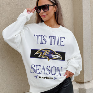 BALTIMORE RAVENS TOUCHDOWN TIDINGS DROP SHOULDER CREWNECK SWEATSHIRT