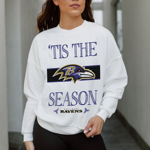 BALTIMORE RAVENS TOUCHDOWN TIDINGS DROP SHOULDER CREWNECK SWEATSHIRT