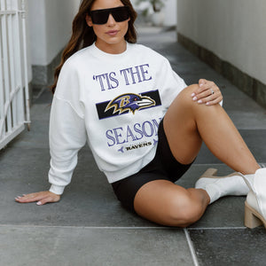 BALTIMORE RAVENS TOUCHDOWN TIDINGS DROP SHOULDER CREWNECK SWEATSHIRT